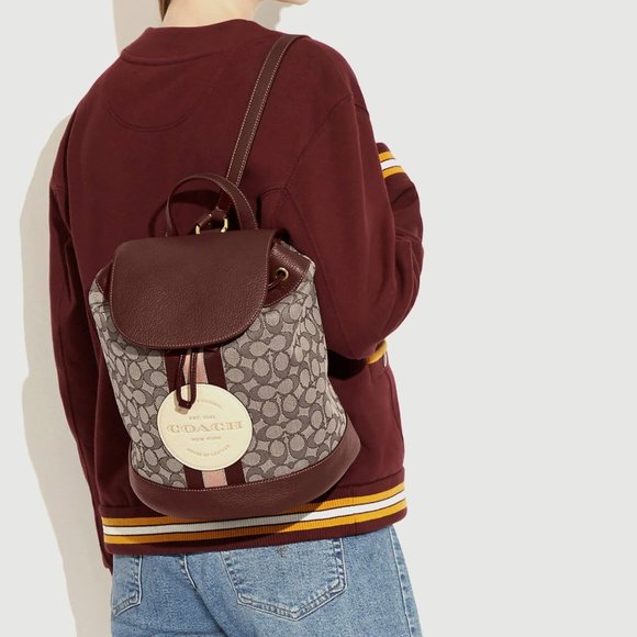 NWT - COACH Dempsey Drawstring Backpack In Signature Jacquard w Stripe And Patch main image 13